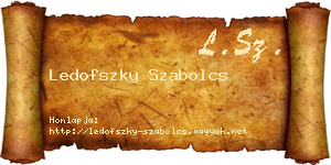 Ledofszky Szabolcs névjegykártya